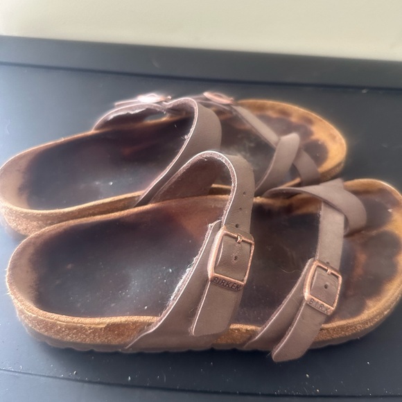 Birkenstock Womens Mayari Brown Leather Toe Loop Slide Casual Sandal 6 - Picture 3 of 4